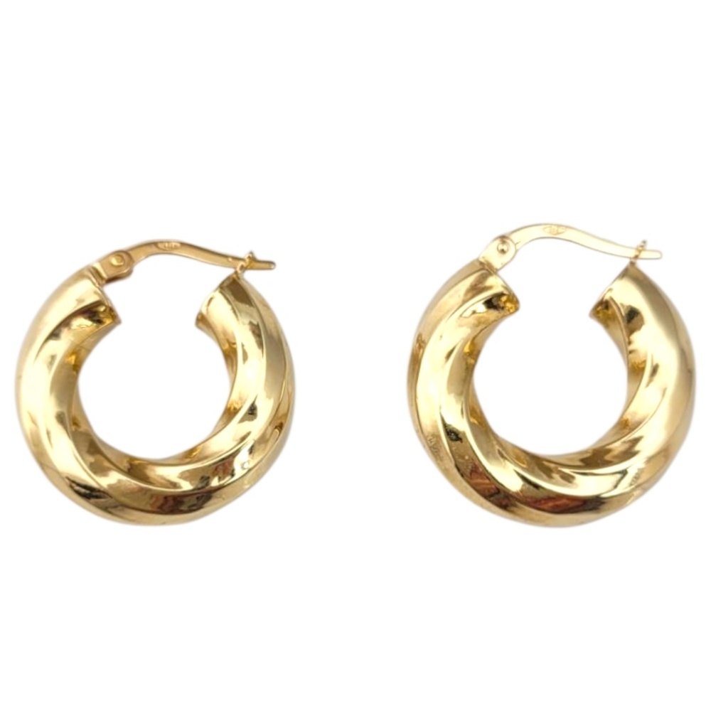 14K Yellow Gold Twisted Hoop Earrings #21703